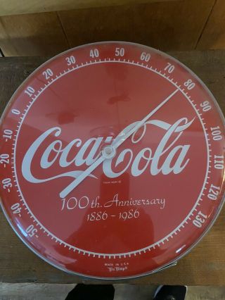 Vintage Coke Thermometer 100 Anniversary 1886 - 1986 Soda Pop Tru Temp