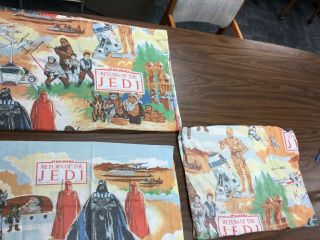 Vintage 1983 Star Wars Return of the Jedi Twin Bed Sheet Set 3 Piece Ewok Vader 2