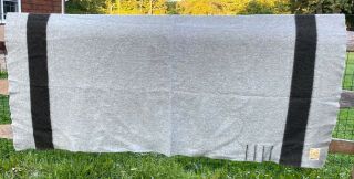 Vtg Hudson Bay Blanket 4 Point Gray & Black 85 " X 76 " Wool England