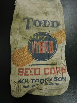 Vintage Todd Hybrid Seed Corn Cloth/muslin Feed Sack,  Burlington,  In.  (l)