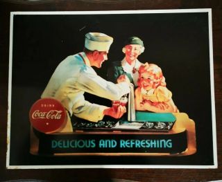Vintage Ancienne Plaque Coca - Cola En Tôle Emaillée Made In Usa 41x31,  5 Cm
