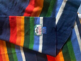 Pendleton Crater Lake Wool Full Size Blanket Blue With Rainbow Stripes Usa