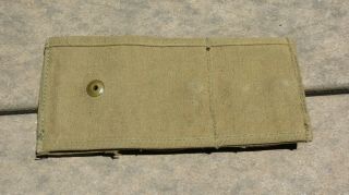 US Army WW1 WW2 M - 1917.  45 ACP REVOLVER HALF MOON CLIP 3 CELL KHAKI AMMO POUCH 2