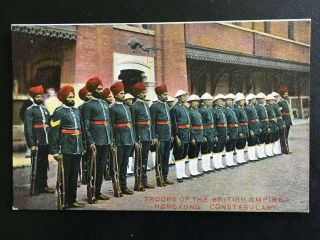 1900s China British Hong Kong Chinese And Sikh Police Postcard 香港殖民地华印警察