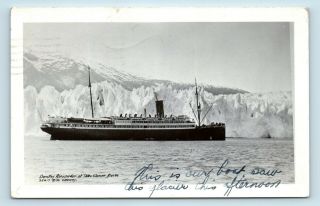 Steamship Ss Dorothy Alexander At Taku Glacier Alaska - 1936 Ordway Photo Rppc