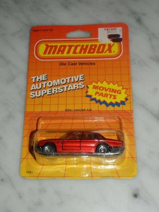 1987 Matchbox Superfast Mb 41 Maroon Red Jaguar Xj6 On Card