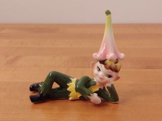 Vintage 1960’s Norcrest Pixie Kitchen Pixie Gnome Elf W/ Pink Mushroom Hat