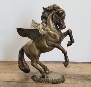 Vintage Brass Rearing Pegasus Statue - Mythical Winged Horse