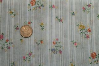 Vtg 1970s Flocked Flower Semi Sheer Cotton Blend Fabric 45 " X130 " 3 2/3 Yds