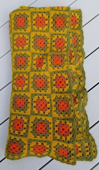 Vintage 60s/70s Handmade Crochet Afghan Throw Granny Squares W/ Flaws 51 