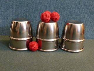 Rings - N - Things Monti Cups And Balls Magic Trick Steel Nickel Plate