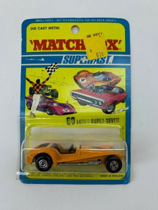 Vintage Matchbox Superfast Lotus Seven No.  60 Nib In Blisterbox Blister