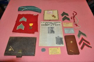 Ex/r/orig Wwii " Usmc Womans,  Idems " Uniform Hat/dog Tag/purses And More - Named