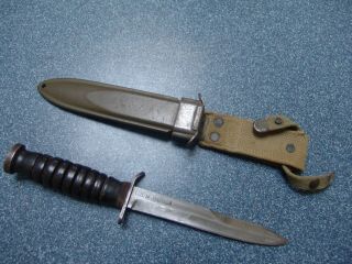 Wwii Utica M3 Us Army Blade Marked Fighting Knife W/ M8 Scabbard