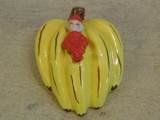 Mid Century Gilner Ca California Pottery Banana Red Pixie Elf Wall Pocket