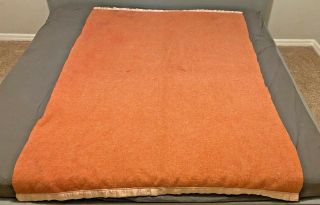 Vintage Kenwood Canada Rose Pink Wool Blanket 53 " X 79 " Satin Binding