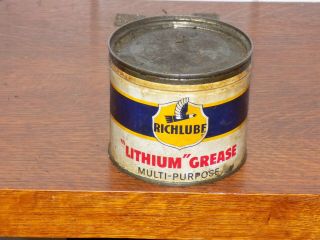 Vintage Richlube Lithium Grease 1 Pound Empty Can