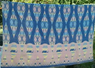 Vintage Beacon Indian Camp Blanket Reversible Dancing Warriors Tipees Pink,  Blue