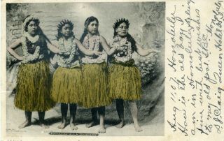 1907 Vintage Post Card Hawaiian Hula Dancers Honolulu Hawaii San Francisco