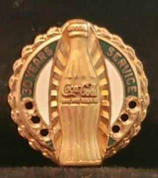 Coca Cola 10k Gold 30 Year Service Award Pin Stones Missing