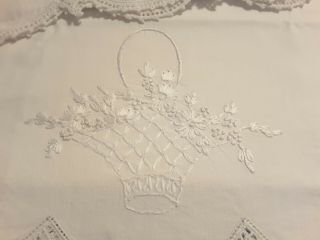Vintage Wedding White On White Pillowcases Pair With Embroidered And.