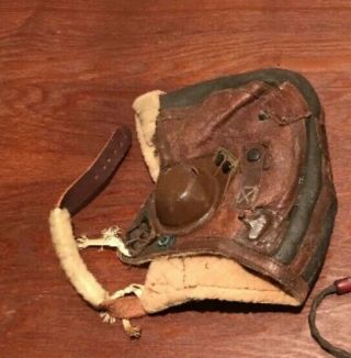 Wwii Us Army Leather Winter B - 6 Flying Helment Aviation Cap Size Large