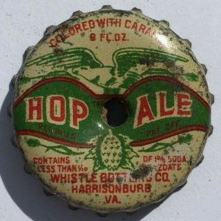 Hop Ale Soda Bottle Cap; Pre - 1935 Whistle Bot 