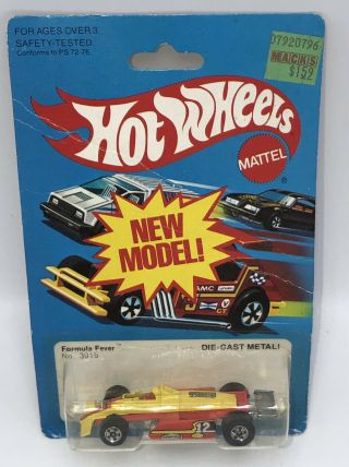 1981 Rare Mattel Hot Wheels 3915 Formula Fever Goodyear Bell 12 See Pkg Pics