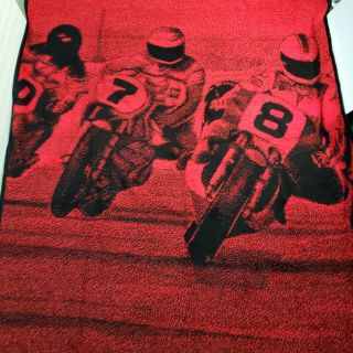 San Marcos Motorcycle Racing Blanket Red And Black Reversible With Tag 76x56”