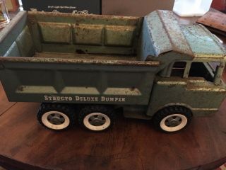 Vintage Green STRUCTO DELUXE DUMPER Dump Truck Pressed Steel Toy - 2