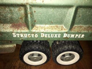 Vintage Green STRUCTO DELUXE DUMPER Dump Truck Pressed Steel Toy - 3