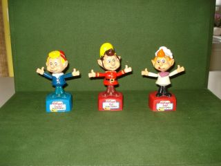 Set Of 3 Push Puppets - Snap,  Crackle And Pop,  Rice Krispies,  Kellogg 