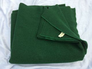 Vintage Ll Bean Wool Blanket Forest Green 70x82 Usa Made