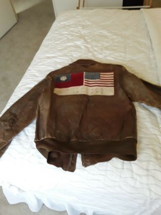 Vintage Ww2 Army Air Force A - 2 Flying Flight Pilot Brown Lined Leather Jacket