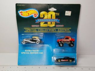 1987 Hot Wheels 20th Anniversary 3 Pack Mercedes,  Gulch Stepper &1980 