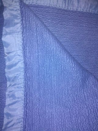 Vintage Chatham Acrylic Thermal Blanket Blue With Satin Binding Twin 62 " X 88 "