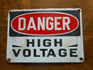 Vintage Danger High Voltage Porcelain Enamel Sign 10 
