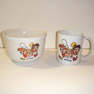 Vintage Kellogg’s Ceramic Bowl And Mug Snap Crackle Pop 2001 Rice Krispies