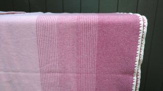 Vintage Soft Wool Blanket Full Size 68 " W X 88 " L Shades Of Pink White Edge