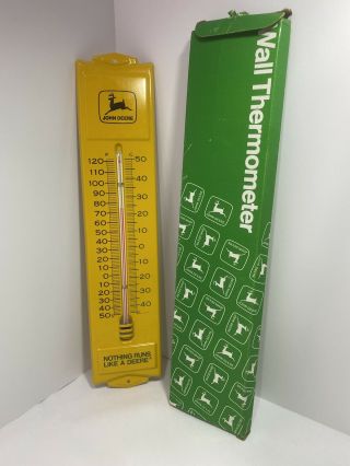 Vintage John Deere Metal Wall Thermometer 13” Two Legged Deer