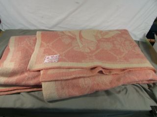 Vintage Orr Health Pink Wool Holland Tulip Blanket