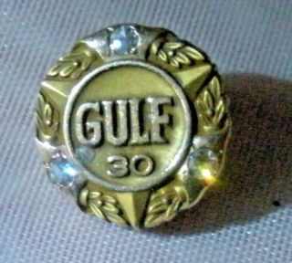 Vtg Gulf Oil Executive Employee 30 Years,  3 Diamonds 10k Gold Lapel Pin