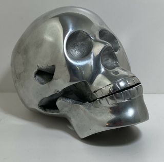 Cast Metal Life Size Metal Human Skull Sculpture,  Halloween Decor Goth Spooky