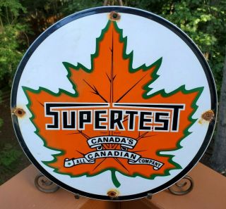 Vintage Supertest Gasoline Porcelain Gas Service Station Pump Plate Ad Sign