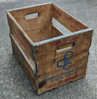 Vintage General Cinema Corp Beverage Wood Crate Soda Pop Wooden Box