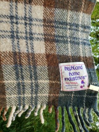 Vtg Highland Home Industries Scotland Soft Wool Blanket Or Throw 48 X 54 Tartan