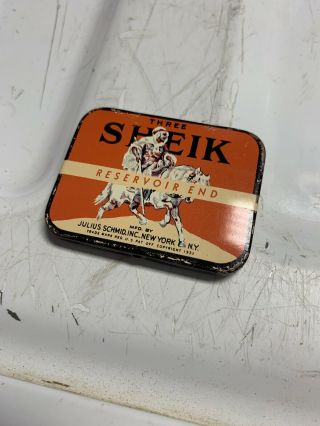 Vintage 1931,  Three Sheik Prophylactic (condom) Tin With 2 Condoms And Ad Paper