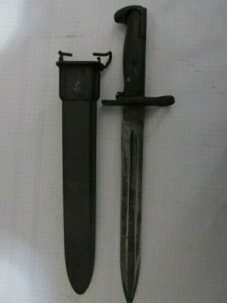 Ww2 1943 U.  S.  M1 Garand Bayonet By Afh With Brown Grips.  And Scabbard