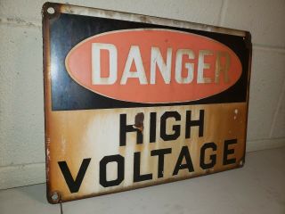 Vintage Porcelain Danger High Voltage Sign 1930 ' s 2