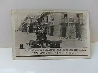 Mexico Real Photo Postcard 1914 Revolution Dead People On Street Vera Cruz